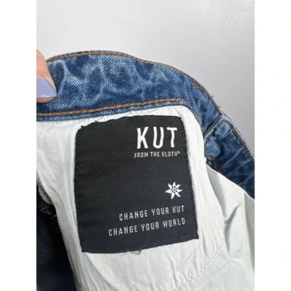 Kut from the Kloth Jane High Waist Distressed Fray Hem Denim Shorts Size: 2 NWT - Picture 9 of 12